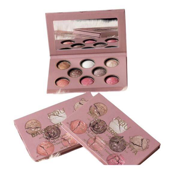 FYORU Baked Terracotta Palette 8 Warm Shimmery Shades Blush Bronzer Highlighter - Picture 9 of 9